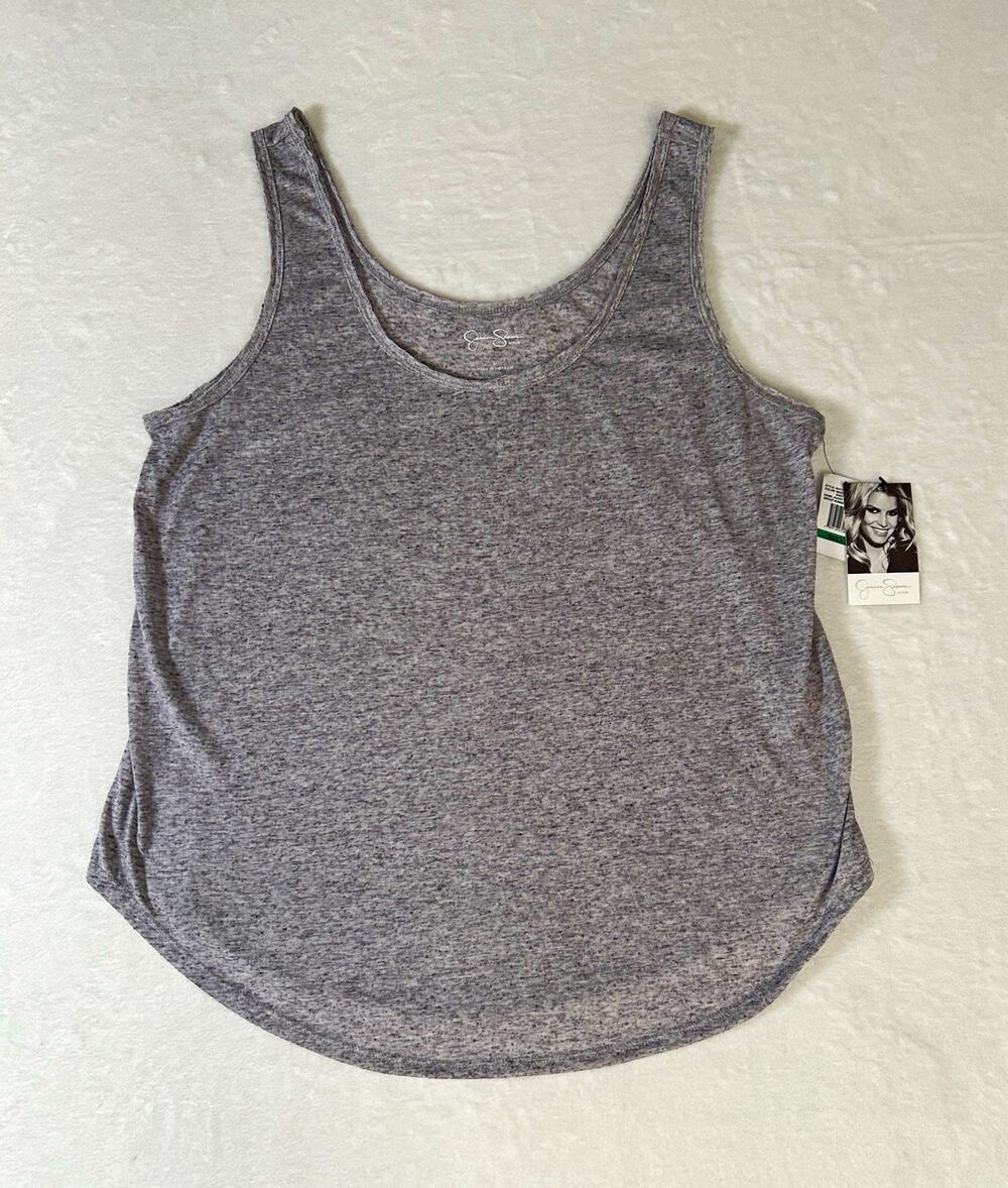 Jessica Simpson Active Gray Heathered Tank Top Size Large Activewear Athleisure